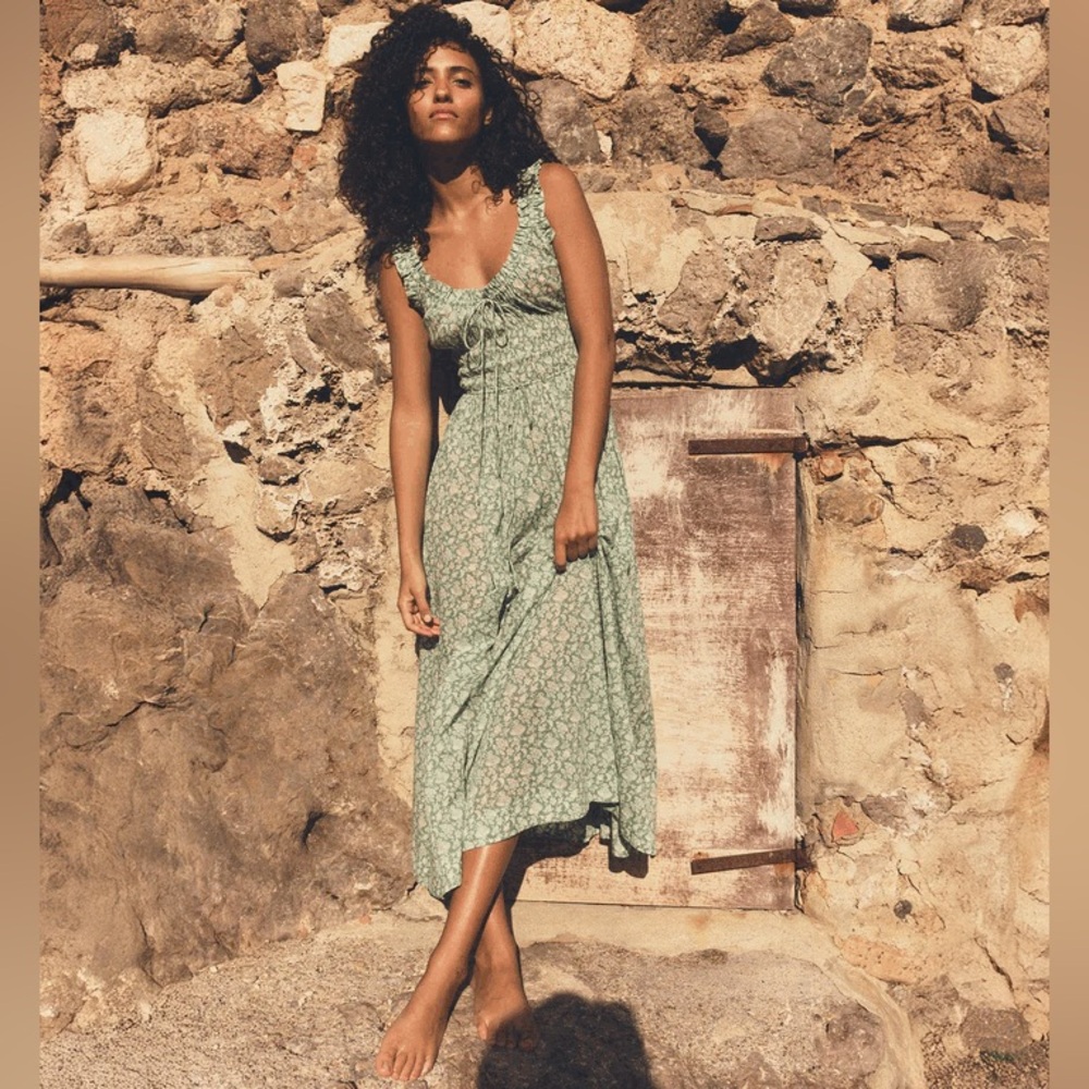 Doen Emmaretta Midi Dress Peridot Tea Floral - Picture 3 of 9